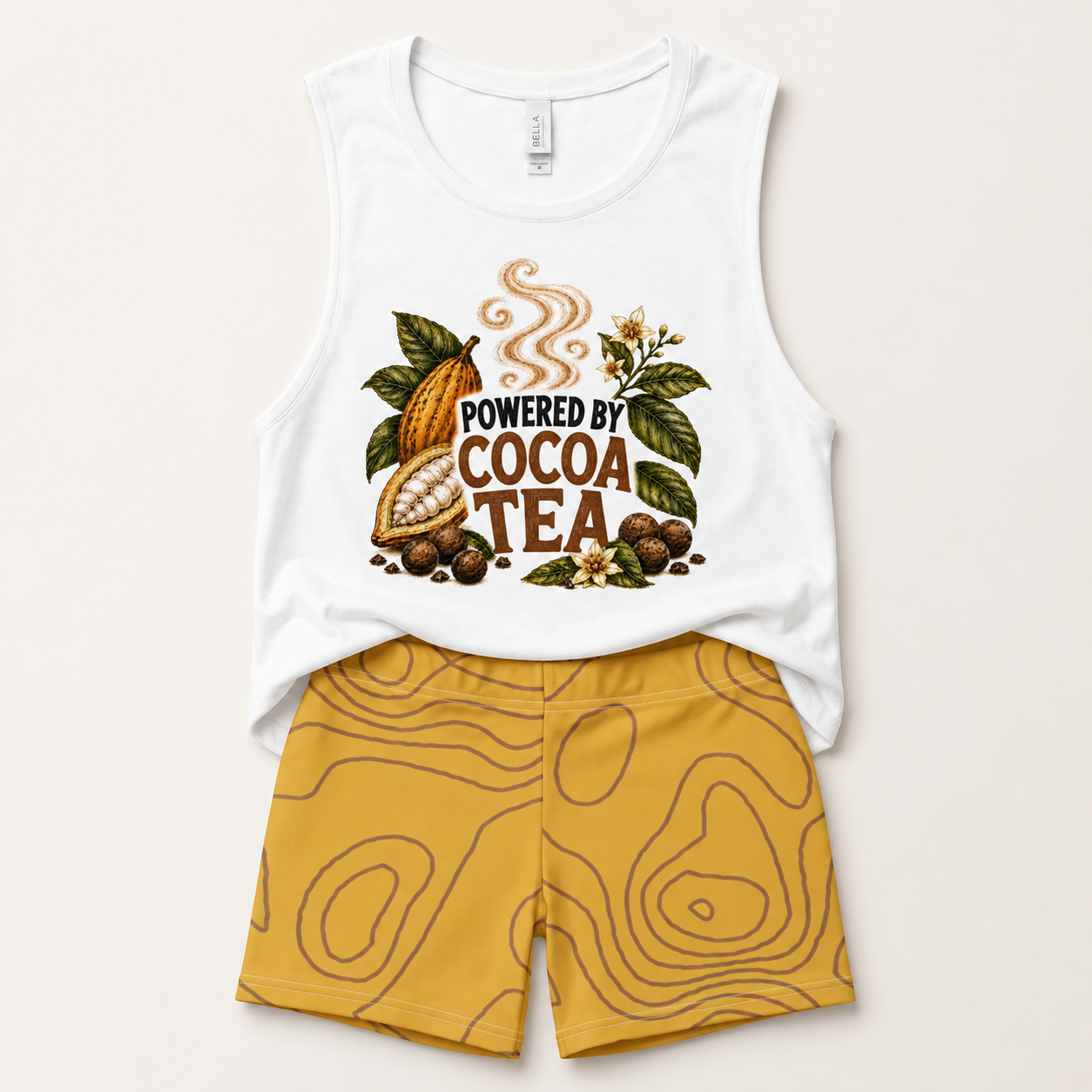 Powered by Cocoa Tea™ | Women’s Tank & Shorts Activewear Set